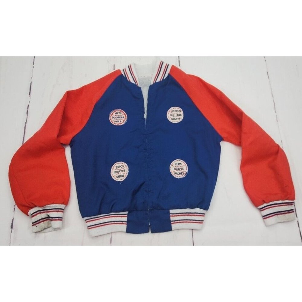 Vintage Baseball Jacket Boys Full Zip VTG Mets Cubs Braves Astros Expos Size 7